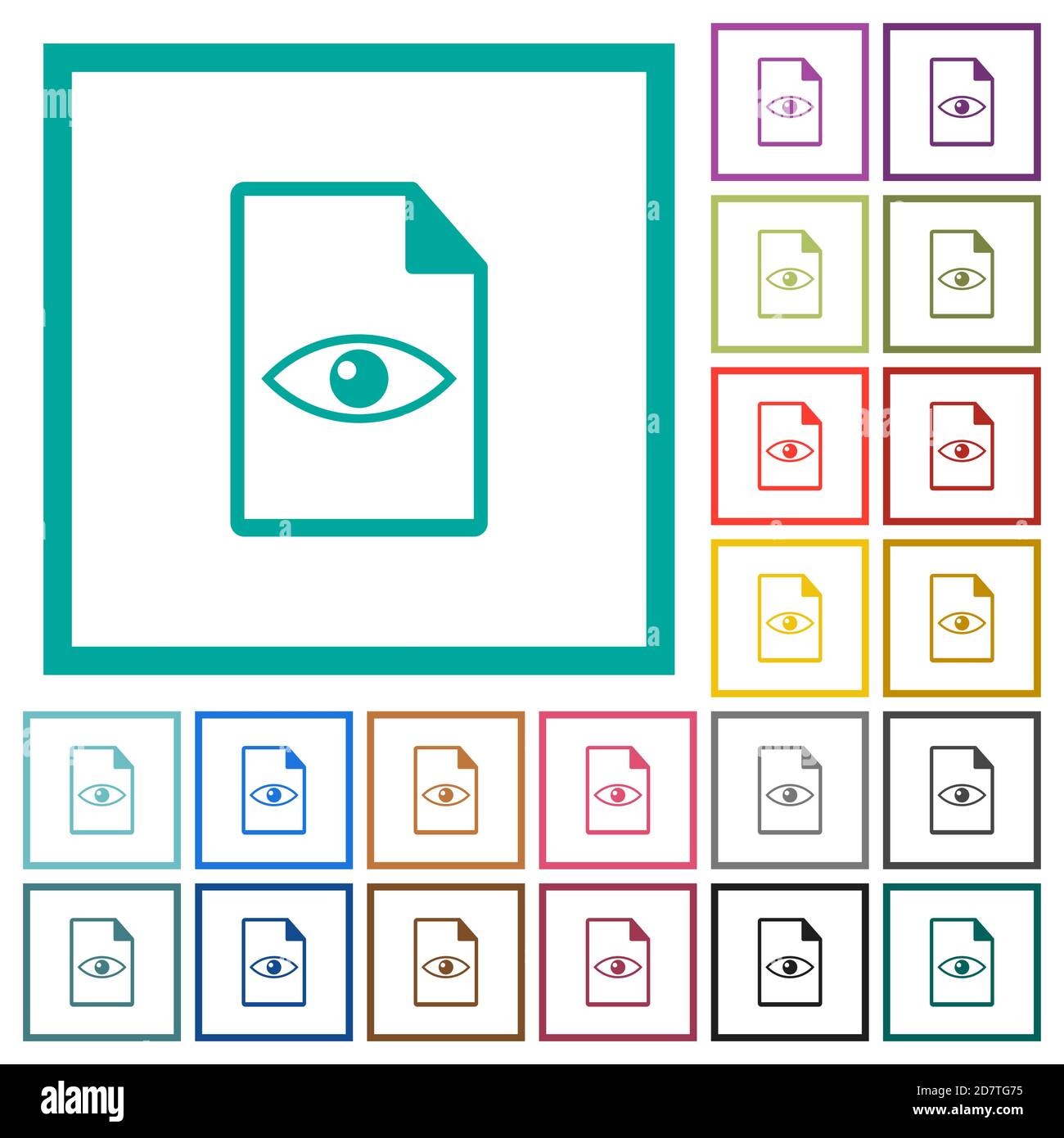 File preview flat color icons with quadrant frames on white background ...