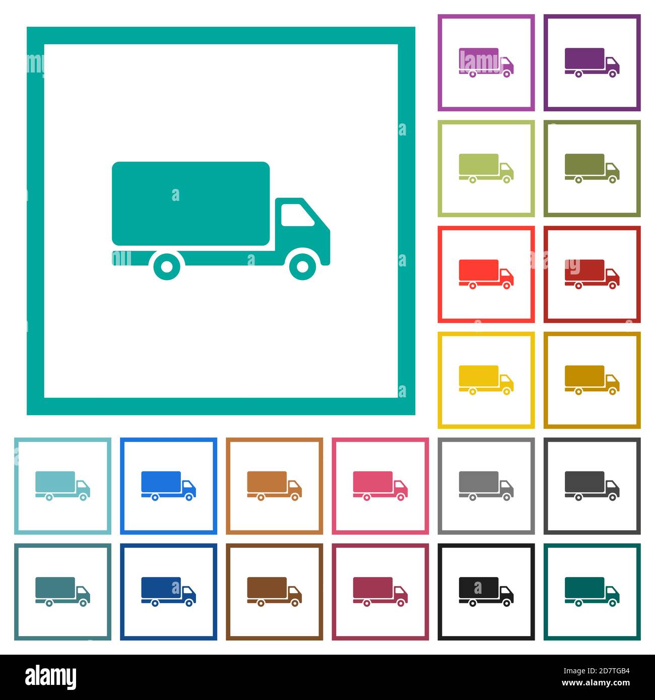 Freight car flat color icons with quadrant frames on white background Stock Vector