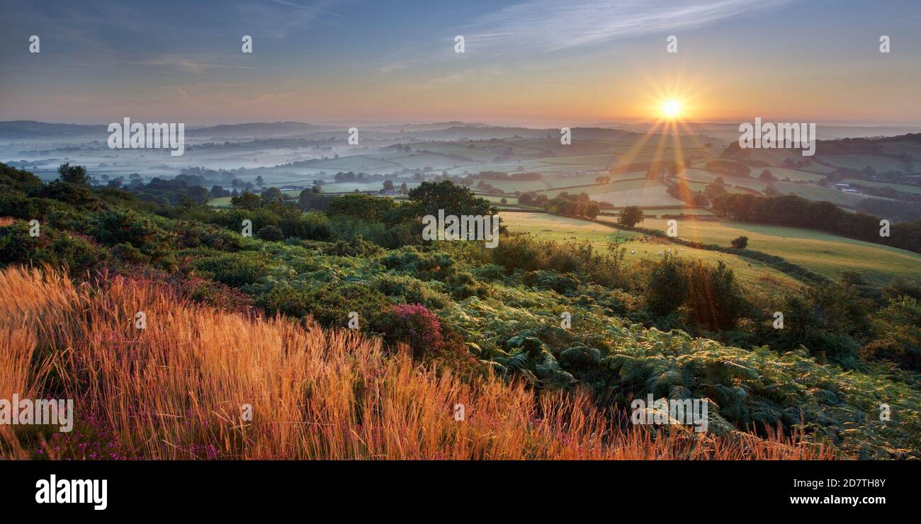 View from Pilsdon Pen looking towards Broadwindsor in early autumn Marshwood, Dorset, England Stock Photo
