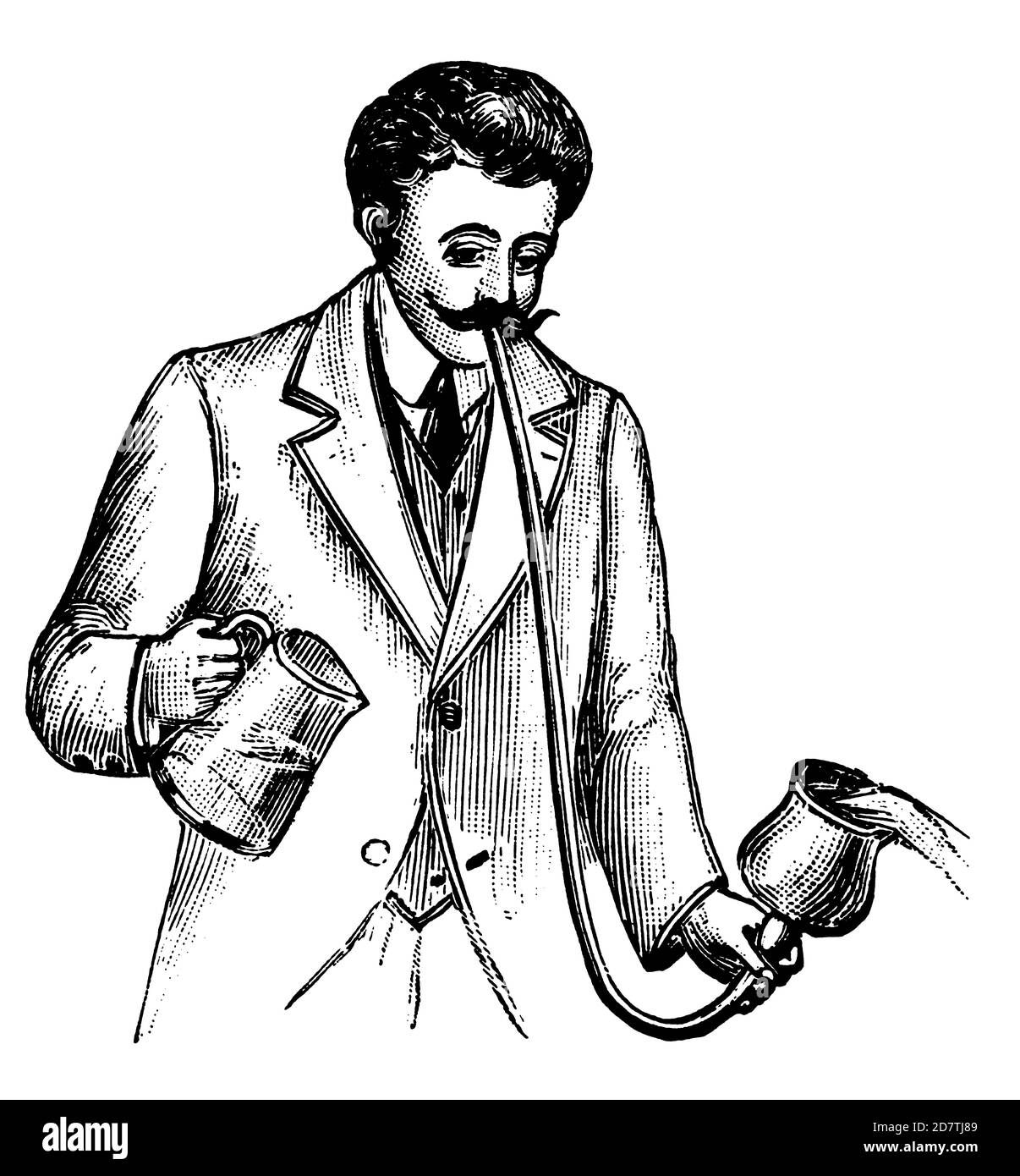 Antique illustration of a doctor (isolated on white). Published in Specimens des divers caracteres et vignettes typographiques de la fonderie by Laure Stock Photo