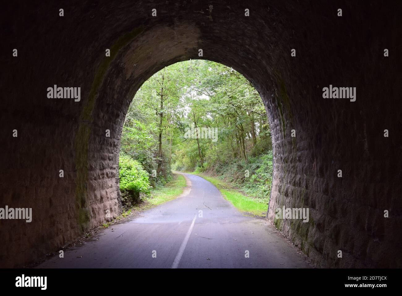 old railroad tunnel modified for bikes and pedestrians Stock Photo Alamy
