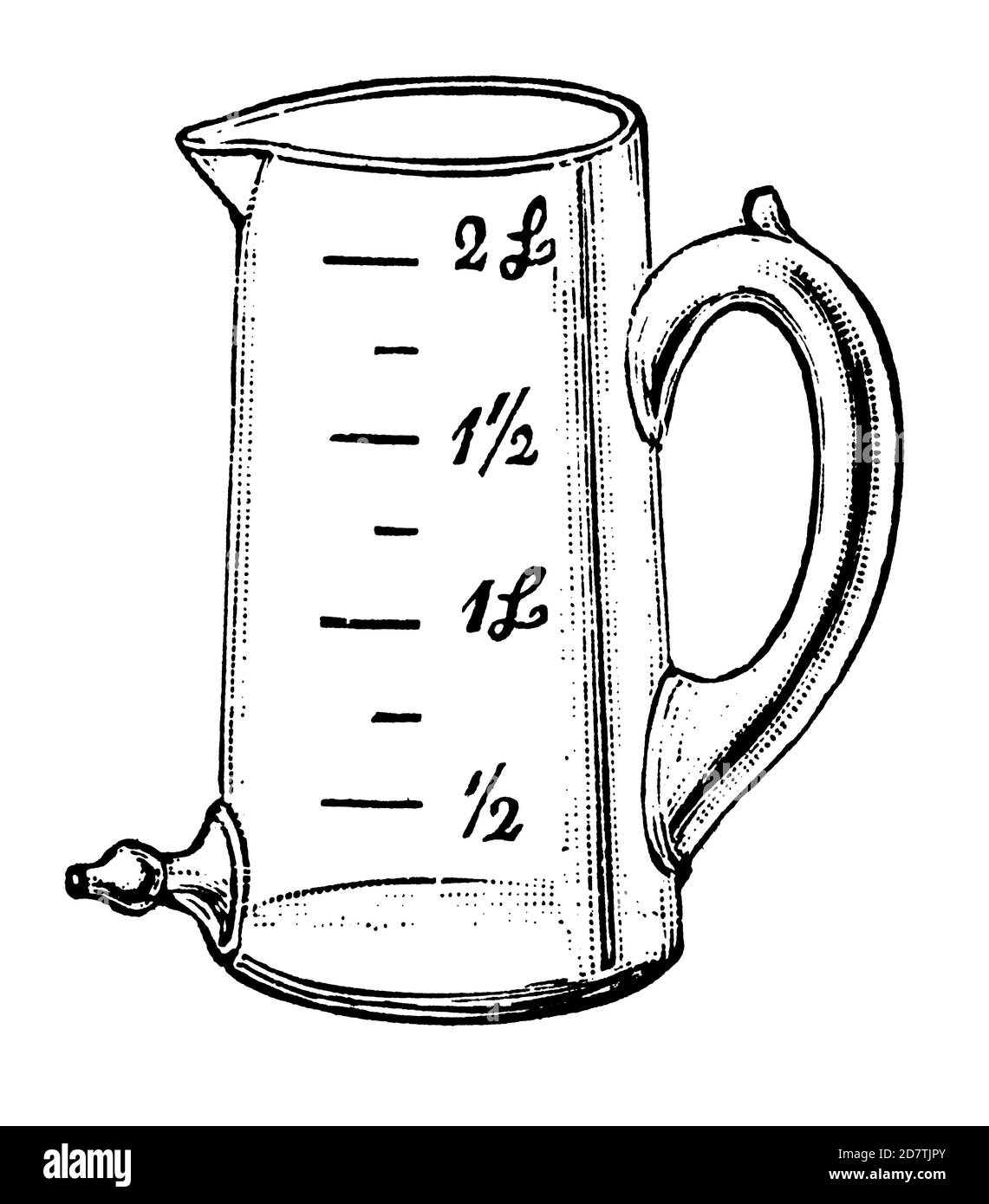 19th-century engraving of a measuring beaker mug (isolated on white). Published in Specimens des divers caracteres et vignettes typographiques de la f Stock Photo