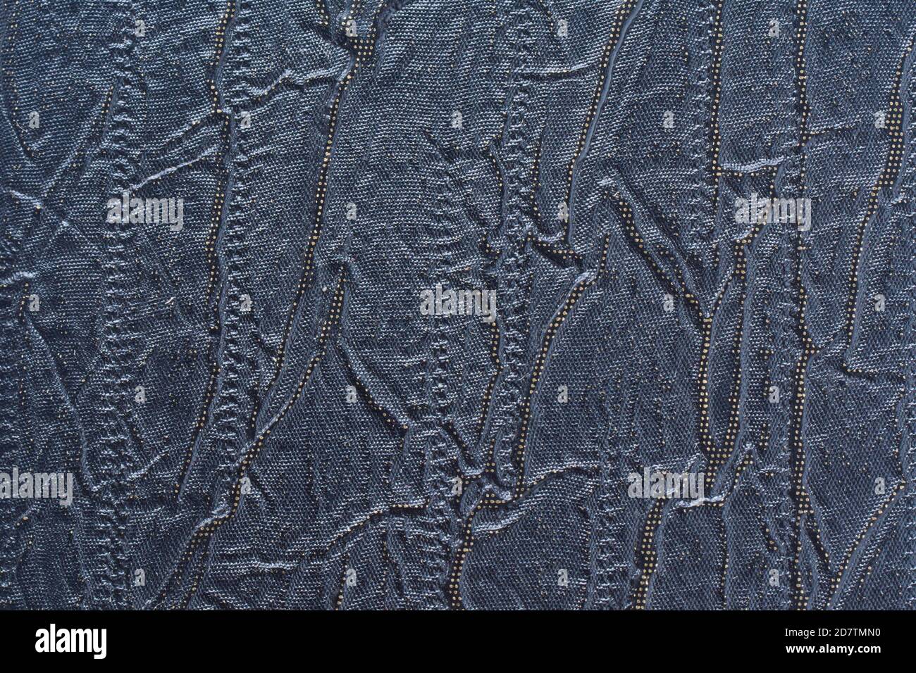 Black, artificial, ribbed, fluted leather on surface. Background or texture for design Stock Photo
