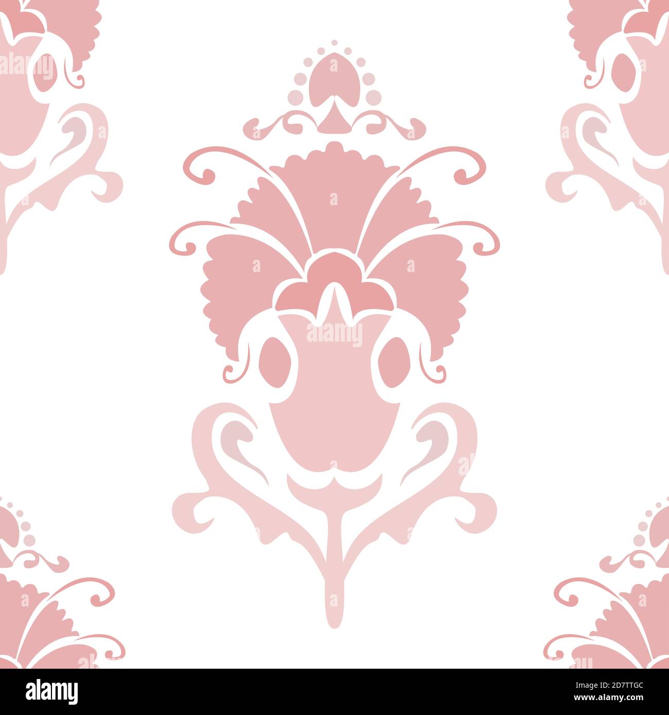 Vector illustration. Damask seamless pattern of flowers. Pastel brown pattern on a white background. Baroque classicism. Stock Vector