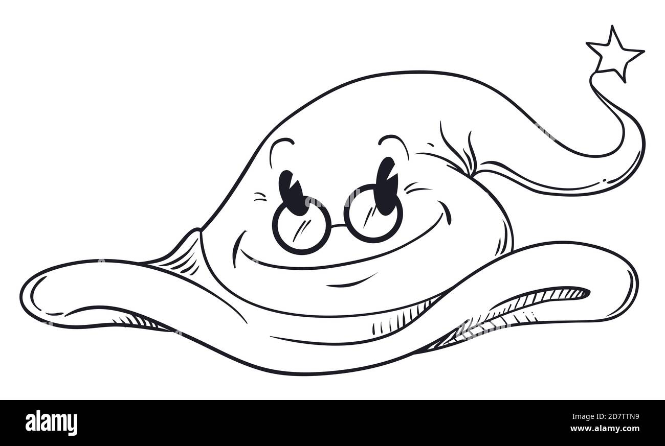 Isolated wise wizard hat wearing glasses, band and star in hand drawn