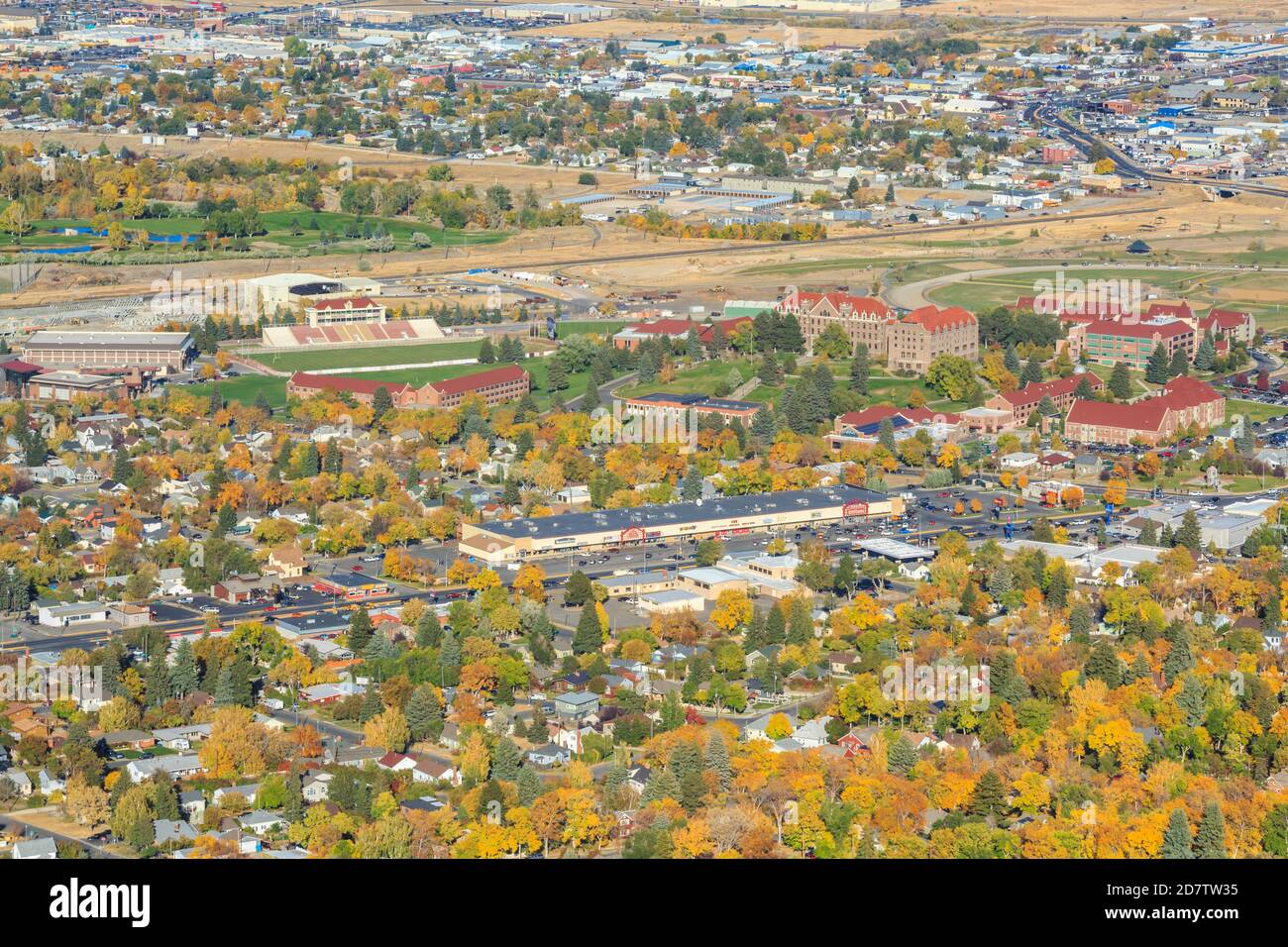 carroll college campus in the fall viewed from mount helena at helena, montana Stock Photo