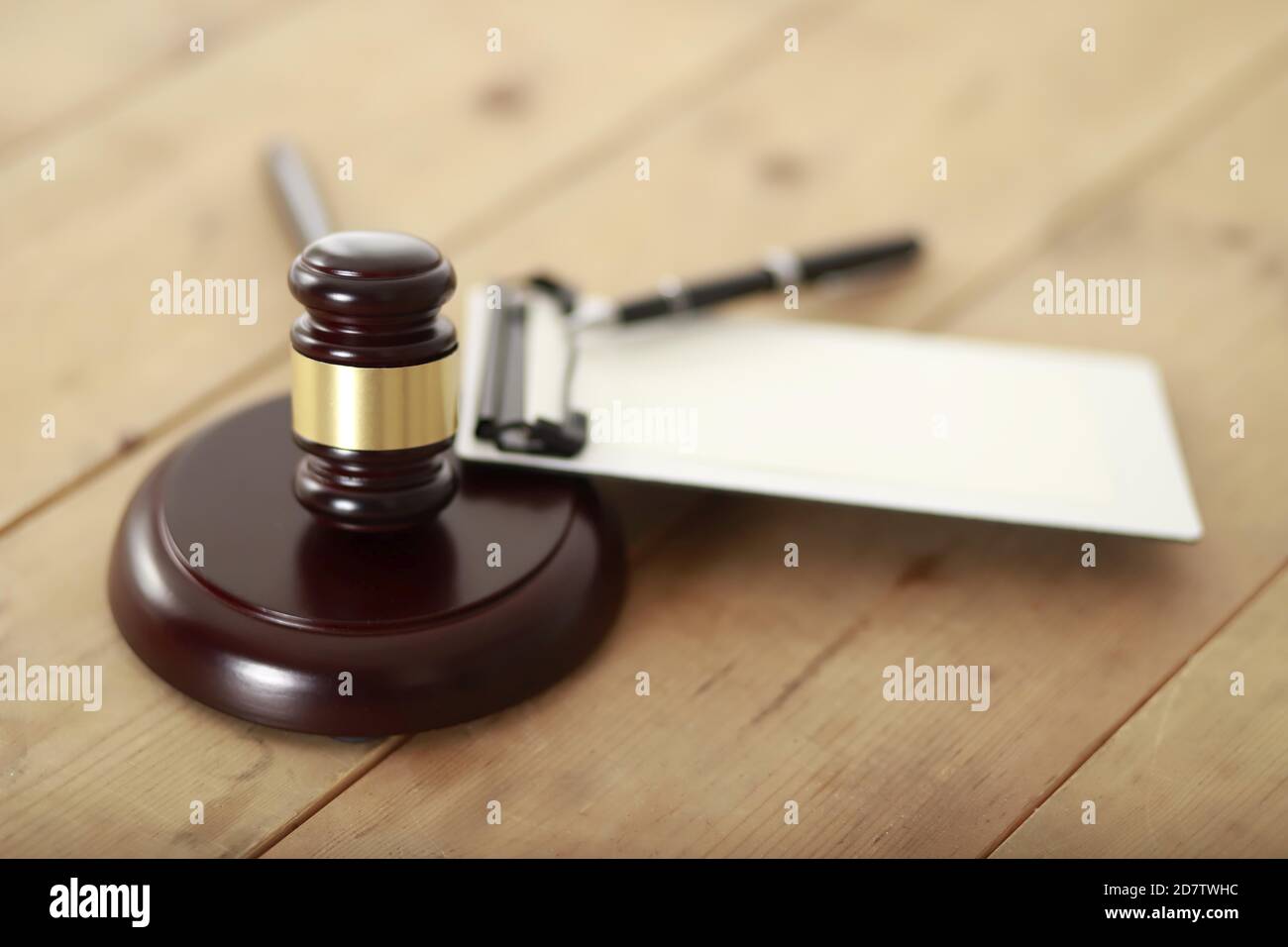 Gavel with blank clipboard.Law and legal concept Stock Photo