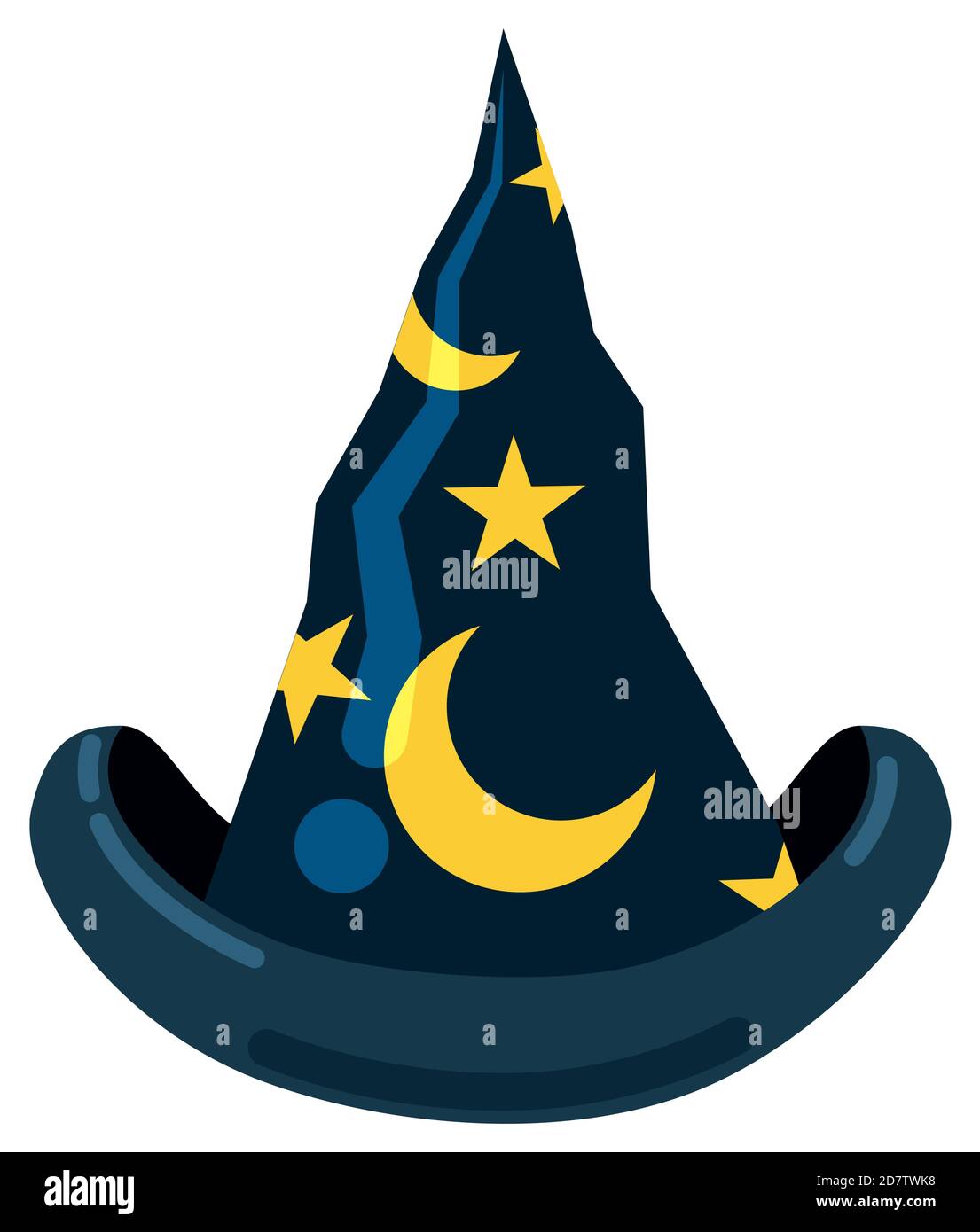 Blue wizard hat with stars and crescent moons in flat style, isolated over  white background Stock Vector Image & Art - Alamy