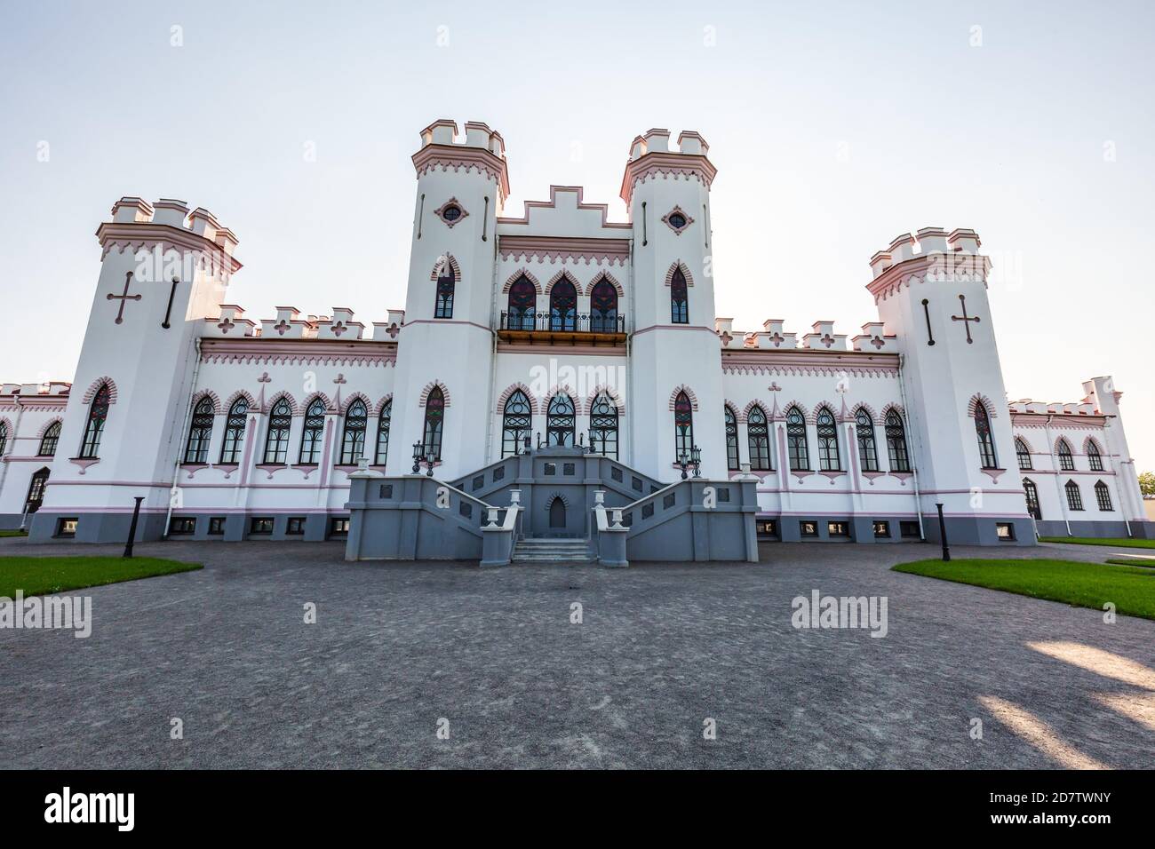 Restored Kosava Palace Puslovsky castle in Kosava, Belarus. Stock Photo