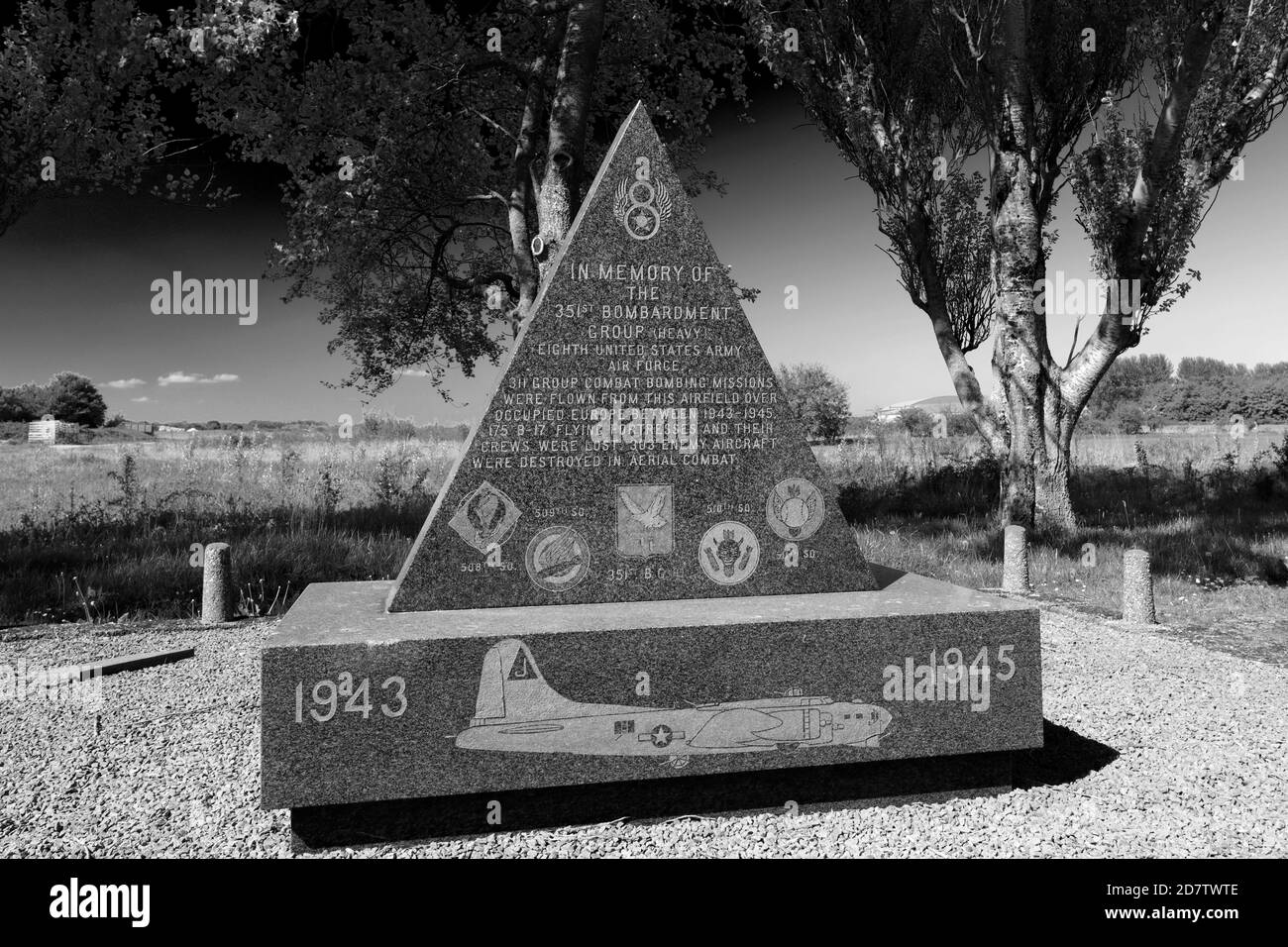 The 351st, 8th USAF Airforce Memorial at Polebrook village, Northamptonshire; England; UK Stock Photo