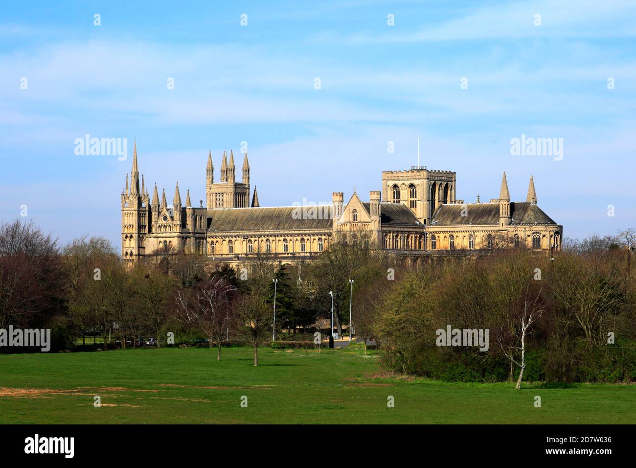 The South facade of Peterborough City Cathedral, Cambridgeshire ...