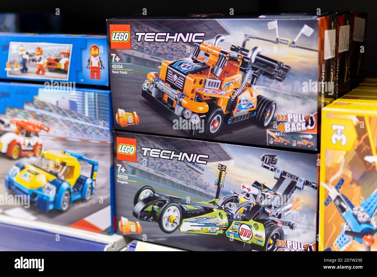 Tyumen, Russia-October 11, 2020: Box of LEGO technic. Items 42104, 42103  construction from the popular game. on the shelves of the hypermarket Stock  Photo - Alamy