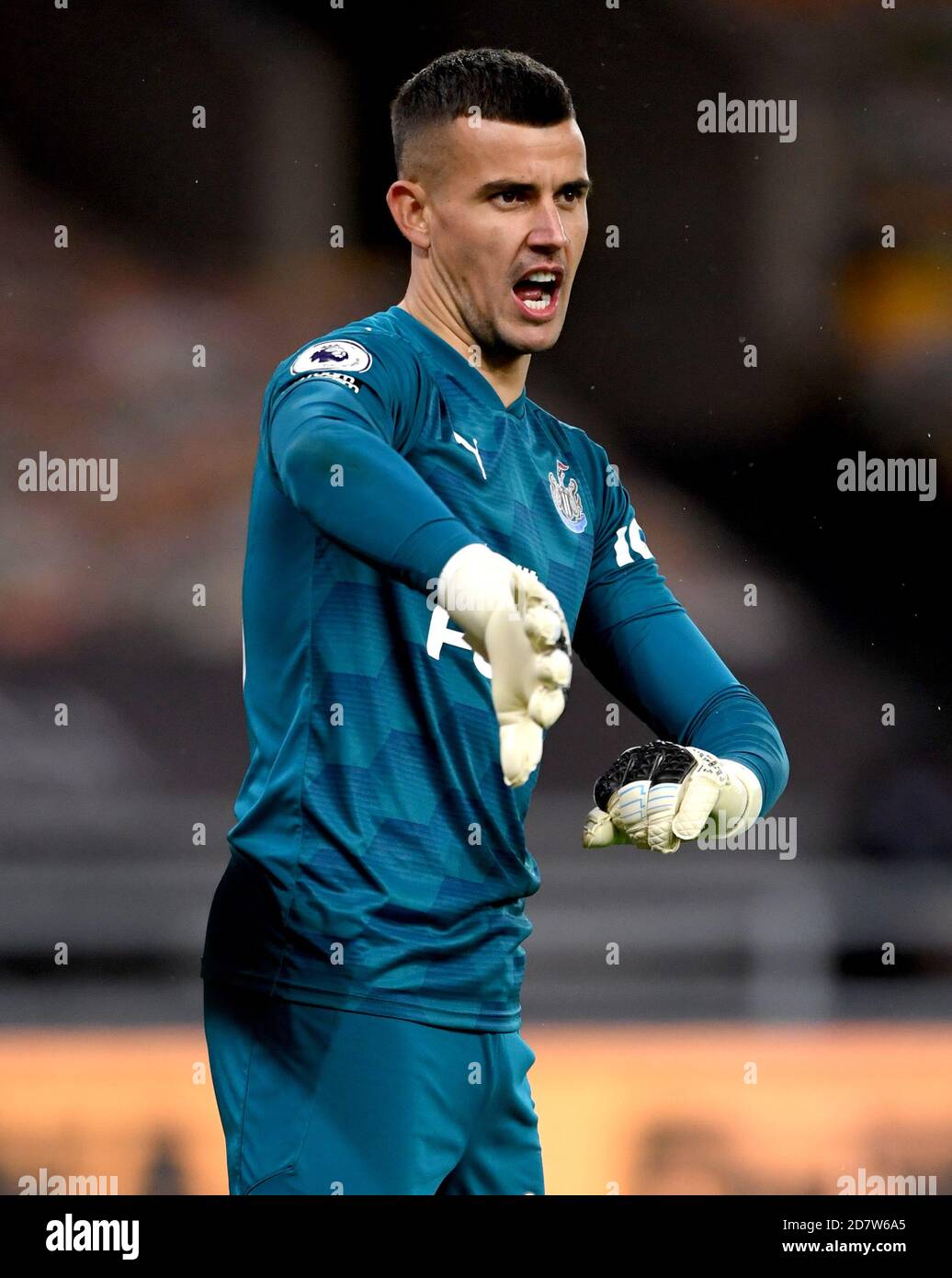 Newcastle United goalkeeper Karl Darlow during the Premier League match at Molineux, Wolverhampton. Stock Photo
