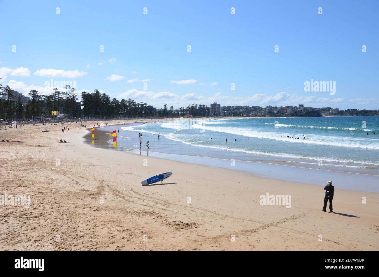 Surfboard on Manly Beach, Sydney, NSW Stock Photo