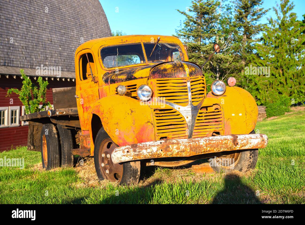Abandoned Yellow Truck in Washington-USA Stock Photo