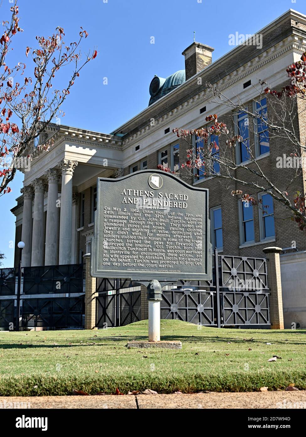 Athens Al Historical marker in Athens Alabama documenting the destruction of the ...