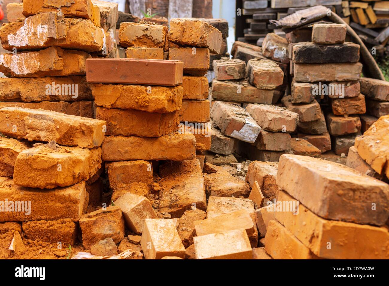 Red brick block Stacked bricks rough surface texture material build