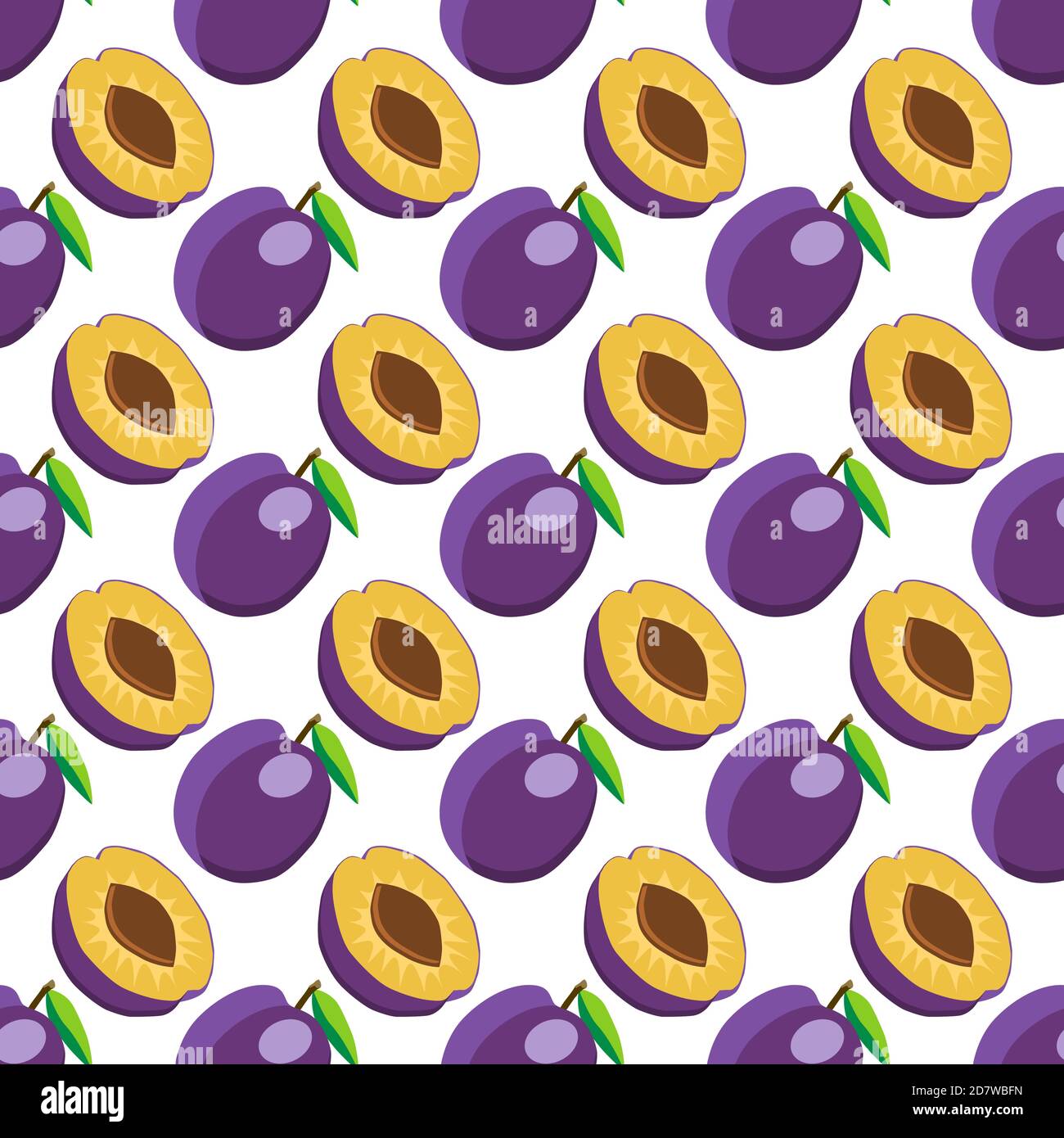 Illustration on theme big colored seamless purple plum, bright fruit