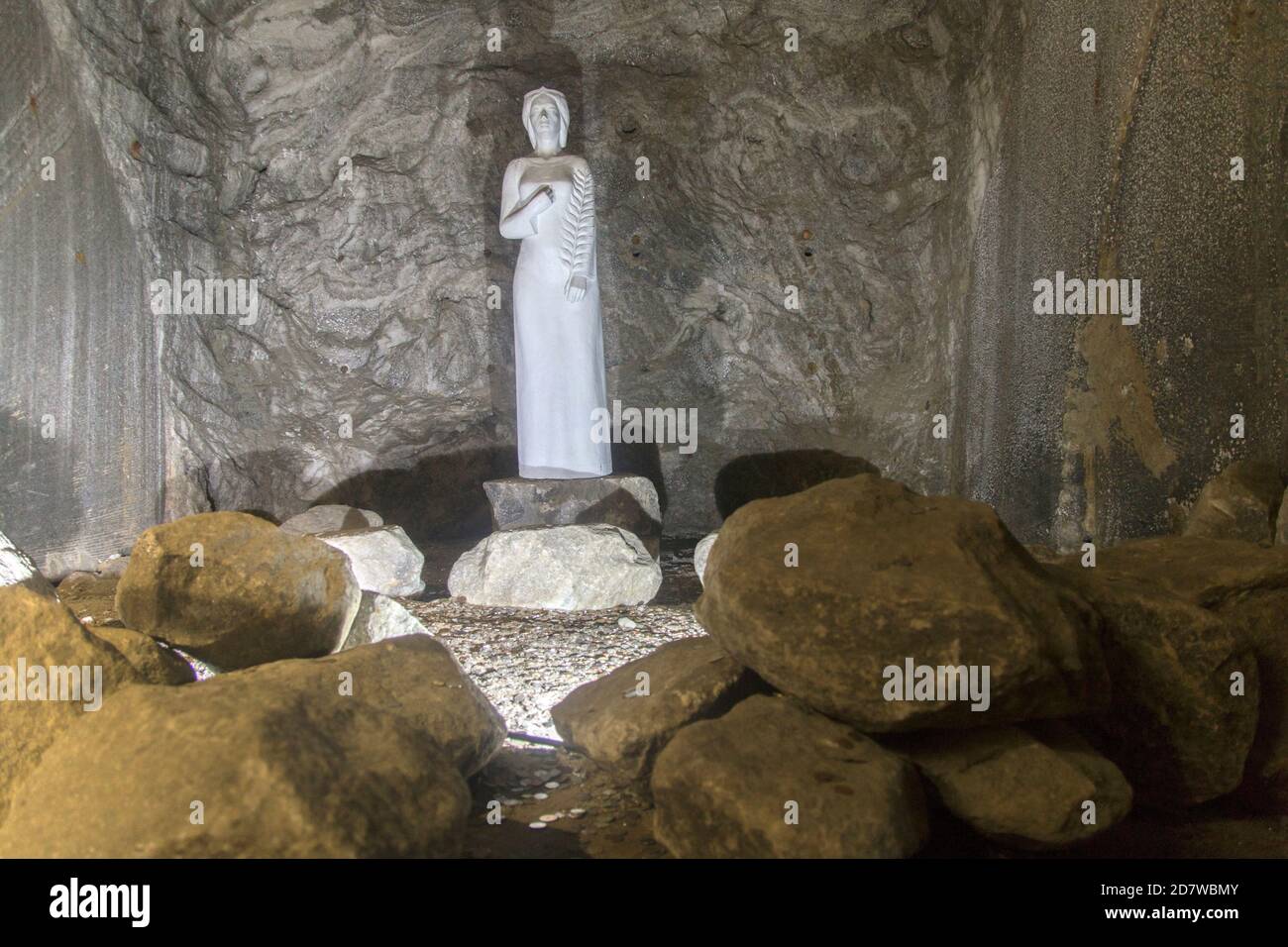 Statue of Saint Barbara in the Salt Mine Museum. She is the patron