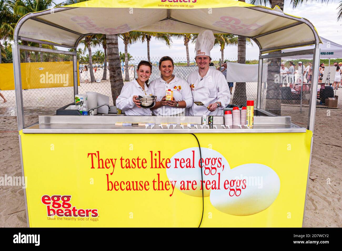 Miami Beach Florida,Ocean Drive,FabFest Taste of the Beach,food festival chef chefs cook cooks Egg Beaters,vendor stall booth, Stock Photo