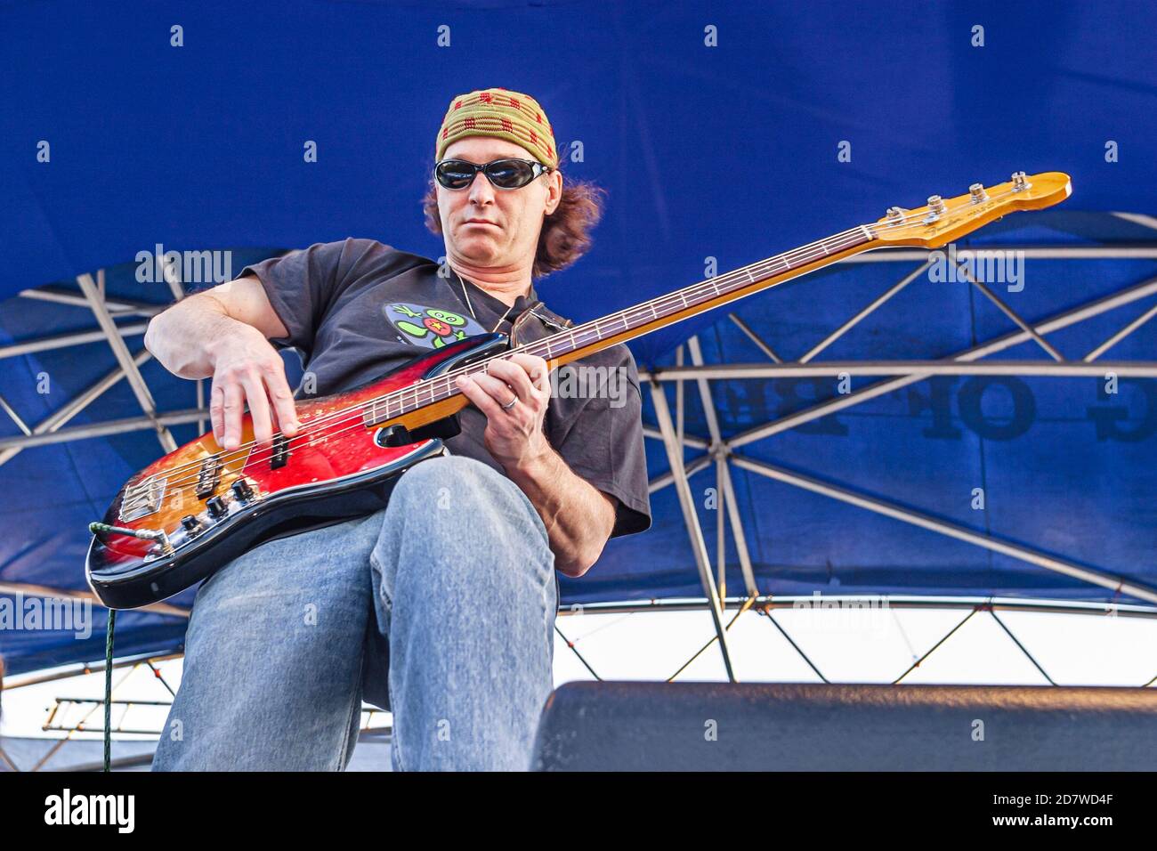 Miami Florida,Coconut Grove Arts Festival,free concert Jefferson Starship perform performance,rock band guitar player musician, Stock Photo