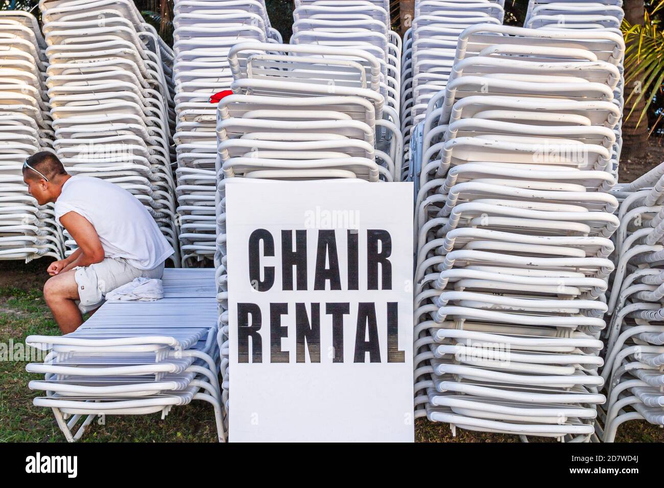 Miami Florida,Coconut Grove Arts Festival,chair rental near free concert, Stock Photo