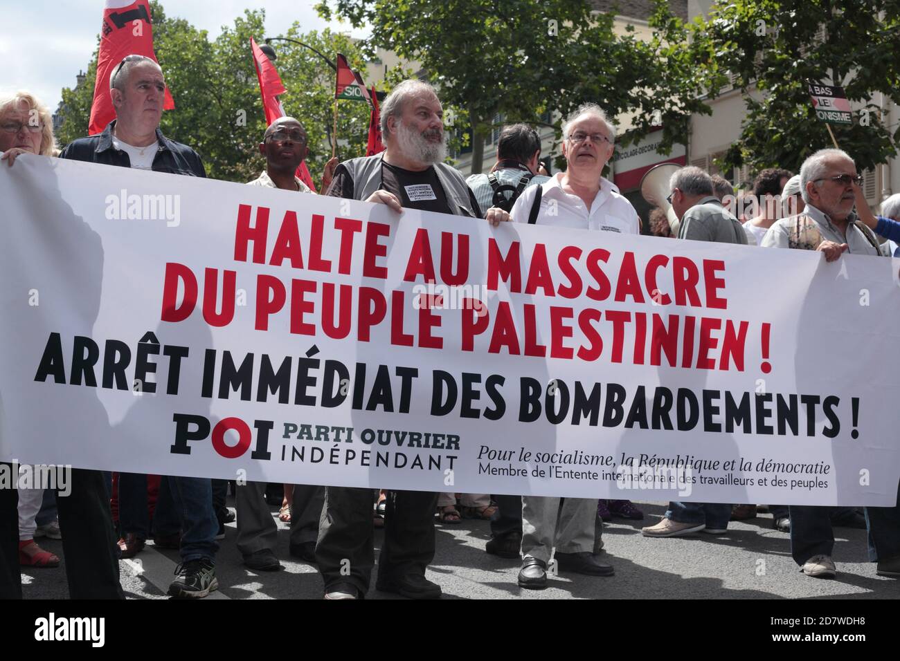 Pro-Palestinian demonstration in Paris in support of the people of Gaza following the Israeli offensive claiming the lives of 1,600 Palestinians. POI Stock Photo