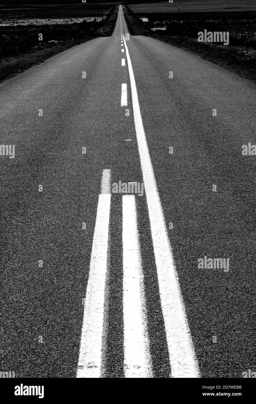 Unusual road markings on a road to infinity, Western Cape, South Africa