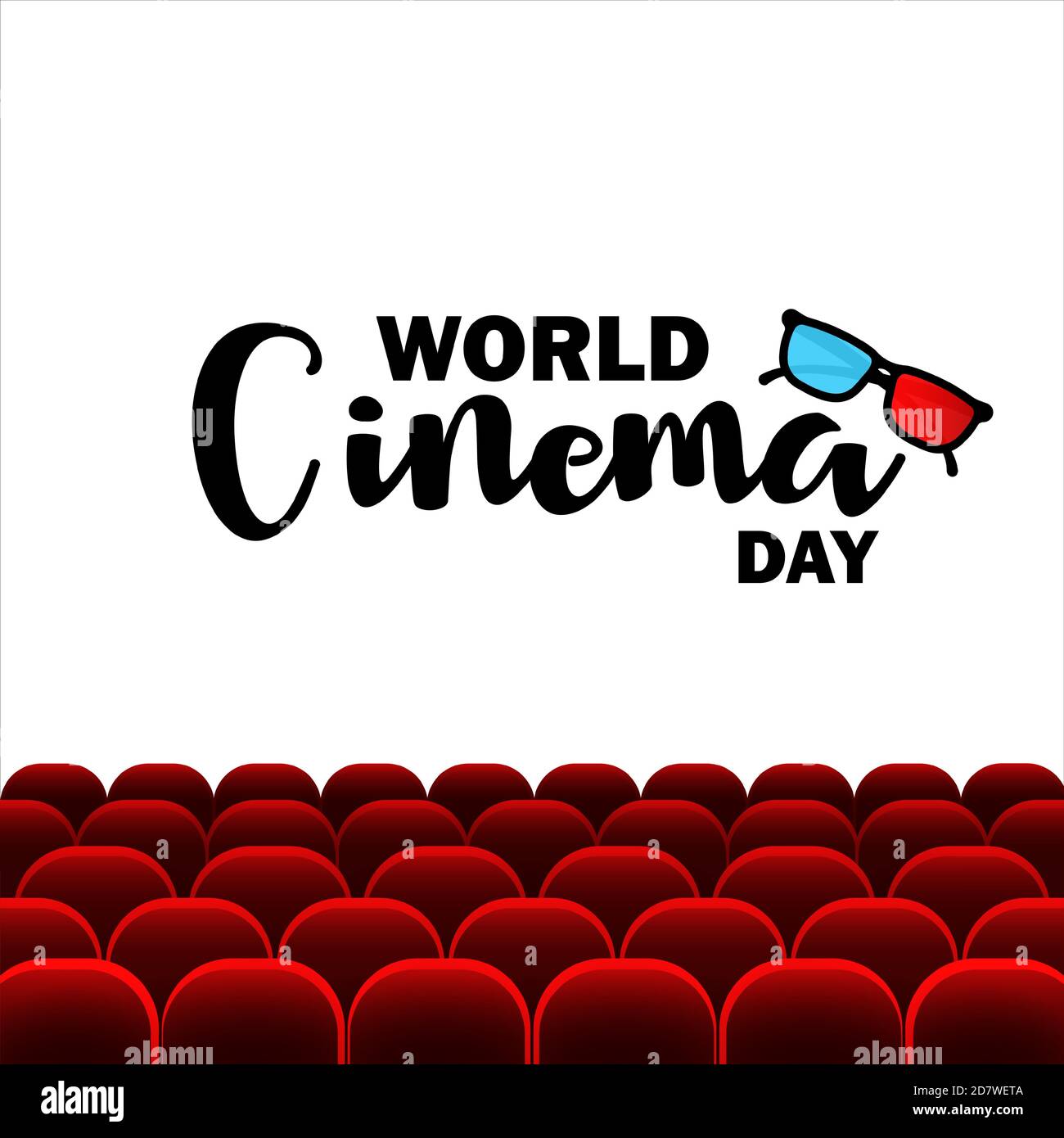 World cinema day banner. Movie industry. Vector on isolated white