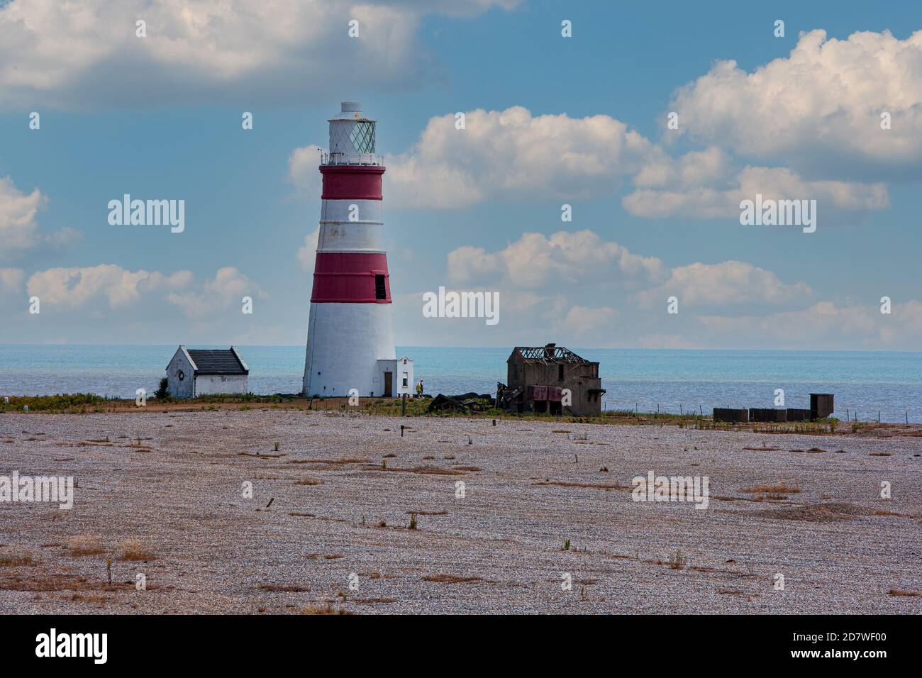 Orfordness Lighthouse was a lighthouse on Orford Ness, in Suffolk, England. The 30 metres tower was completed in 1792. demolished in July 2020 Stock Photo