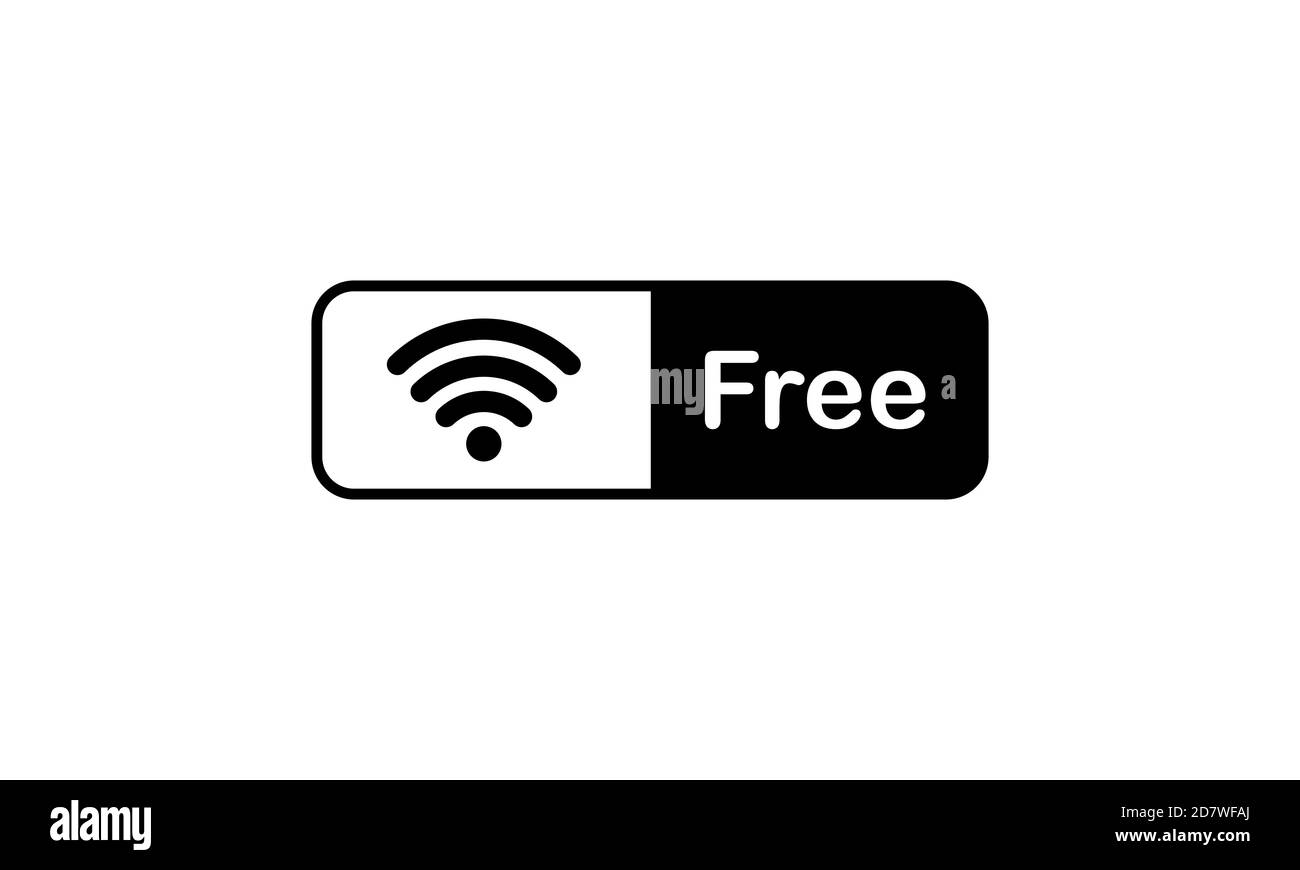Free wifi sign in black. Internet connection. Vector on isolated white background. EPS 10 Stock Vector