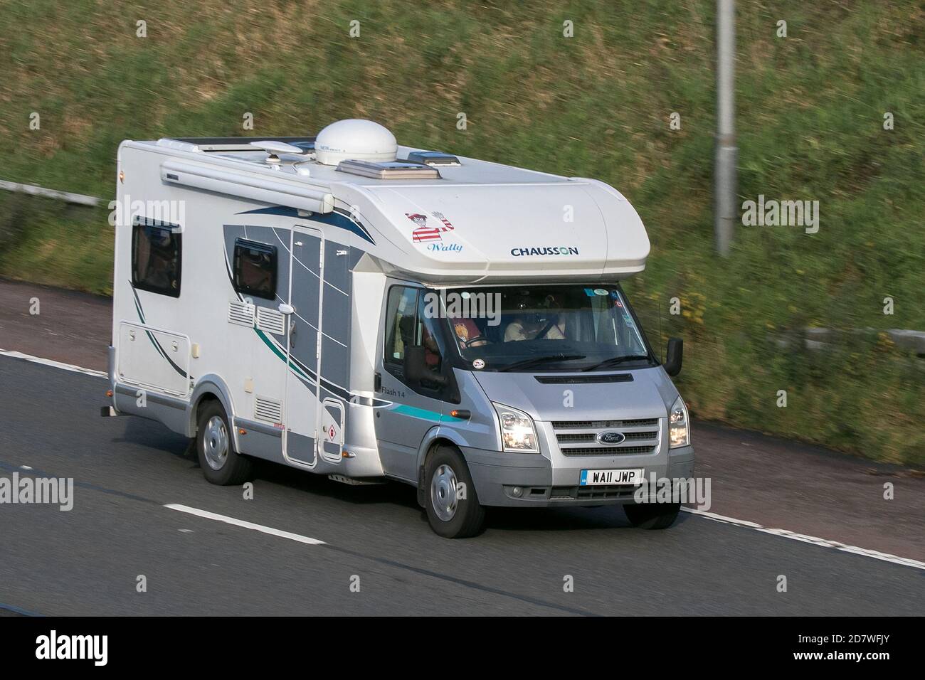 Chausson motorhome Caravans and Motorhomes campervans on Britain's roads, RV leisure vehicle, family holidays caravanette vacations Stock Photo