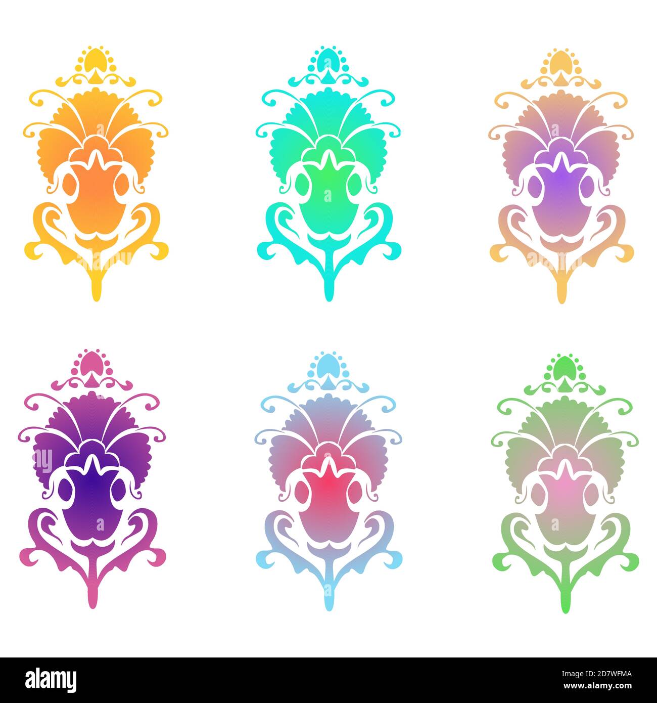 Vintage vector set. Colored design elements, ornament. Gradient fill, modern style. A set of patterns for design. Stock Vector