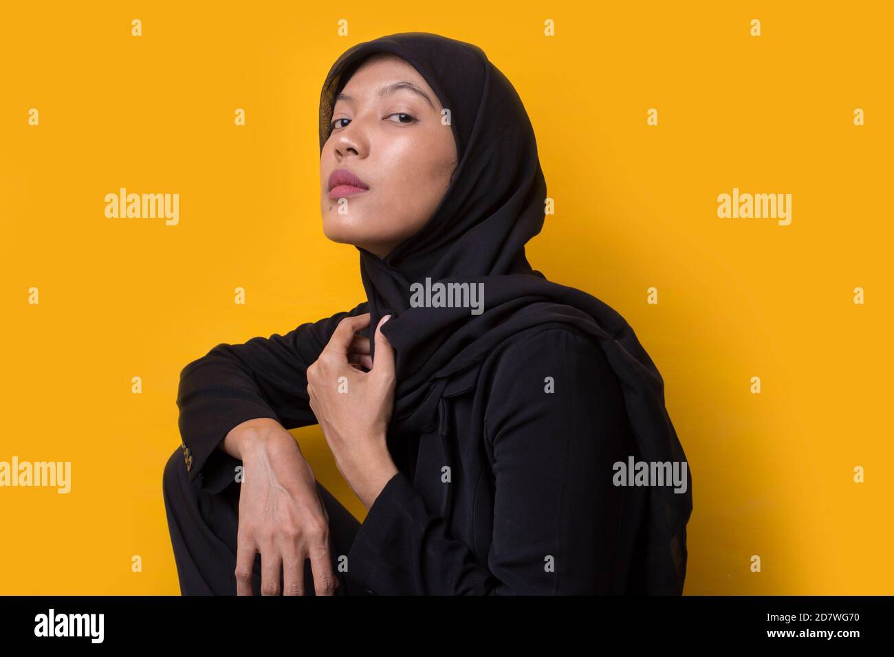 Fashion portrait model of young beautiful muslim woman wearing hijab ...
