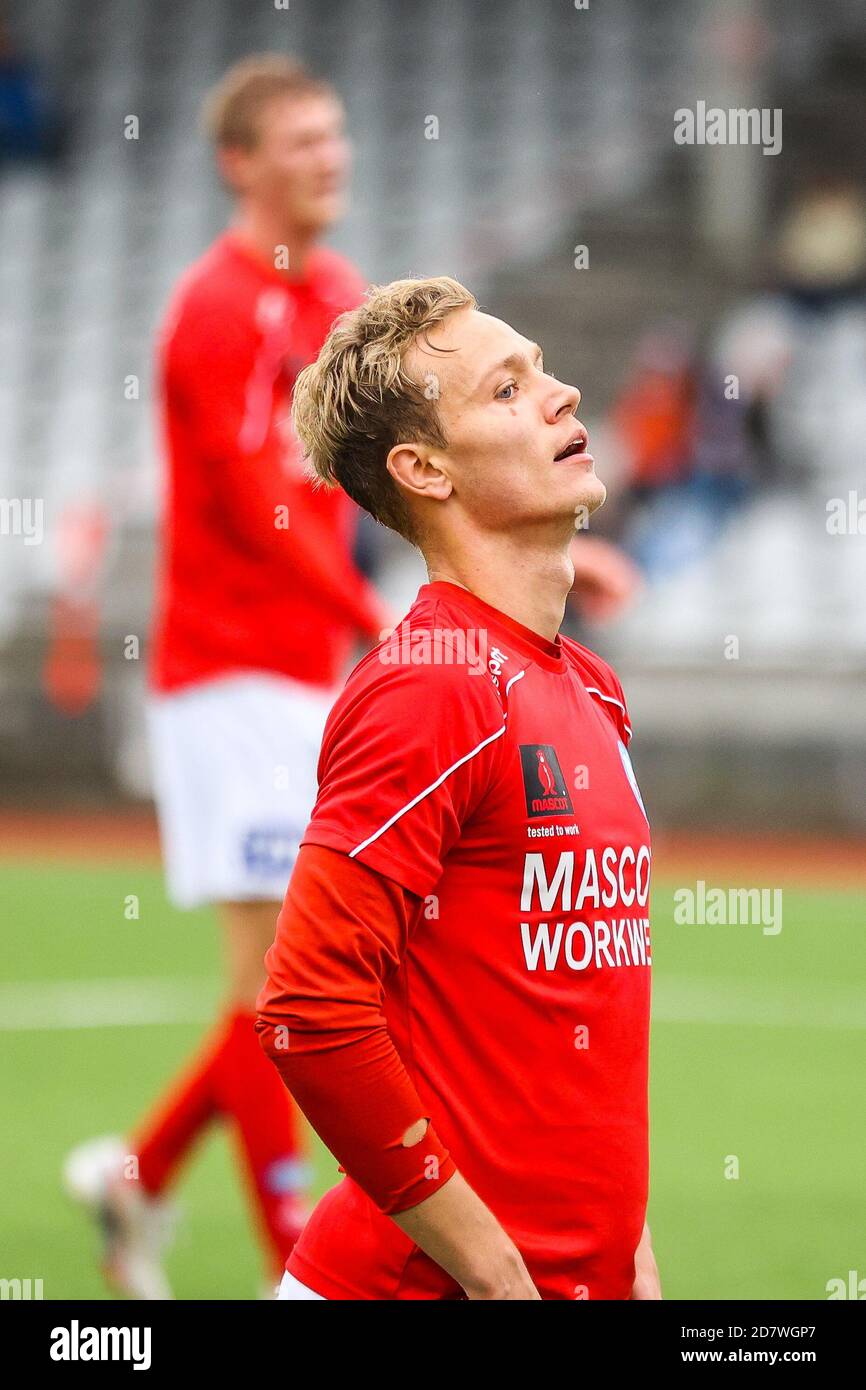 Sundby, Denmark. 25th, October 2020. Mads Kaalund (17) of Silkeborg IF seen  during the 1. Division match between Fremad Amager and Silkeborg IF in  Sundby Idraetspark in Sundby, Denmark. (Photo credit: Gonzales