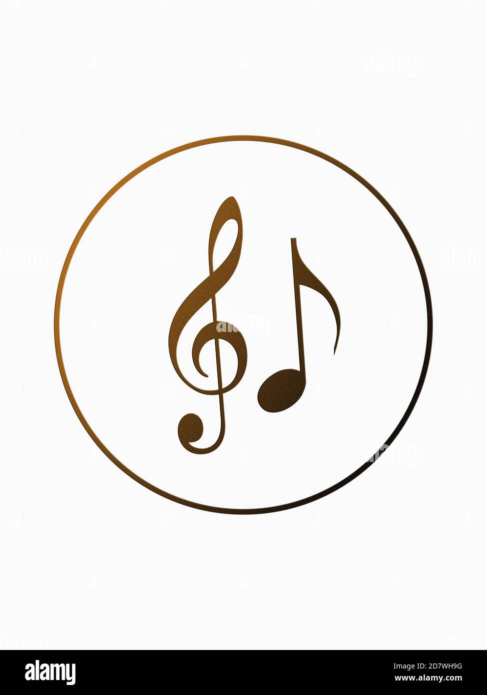Music isolated icon. Treble clef and musical note inside a circle. 3D ...
