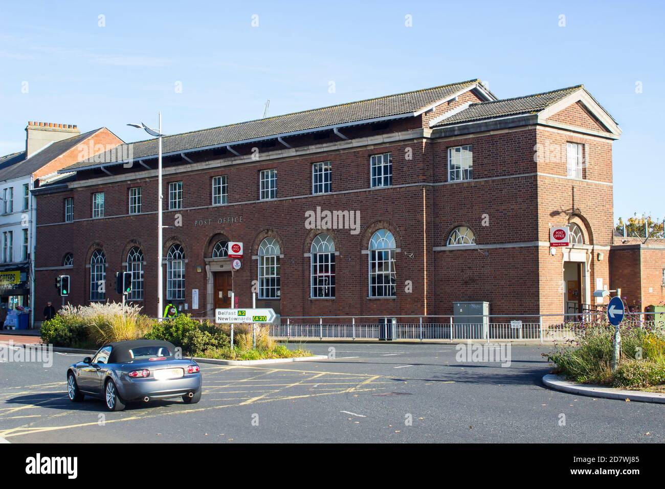23 October 2020 The large red brick built Royal Mail Post Office building on Main Street in Bangor County Down Northern Ireland on a bright sunny afte Stock Photo