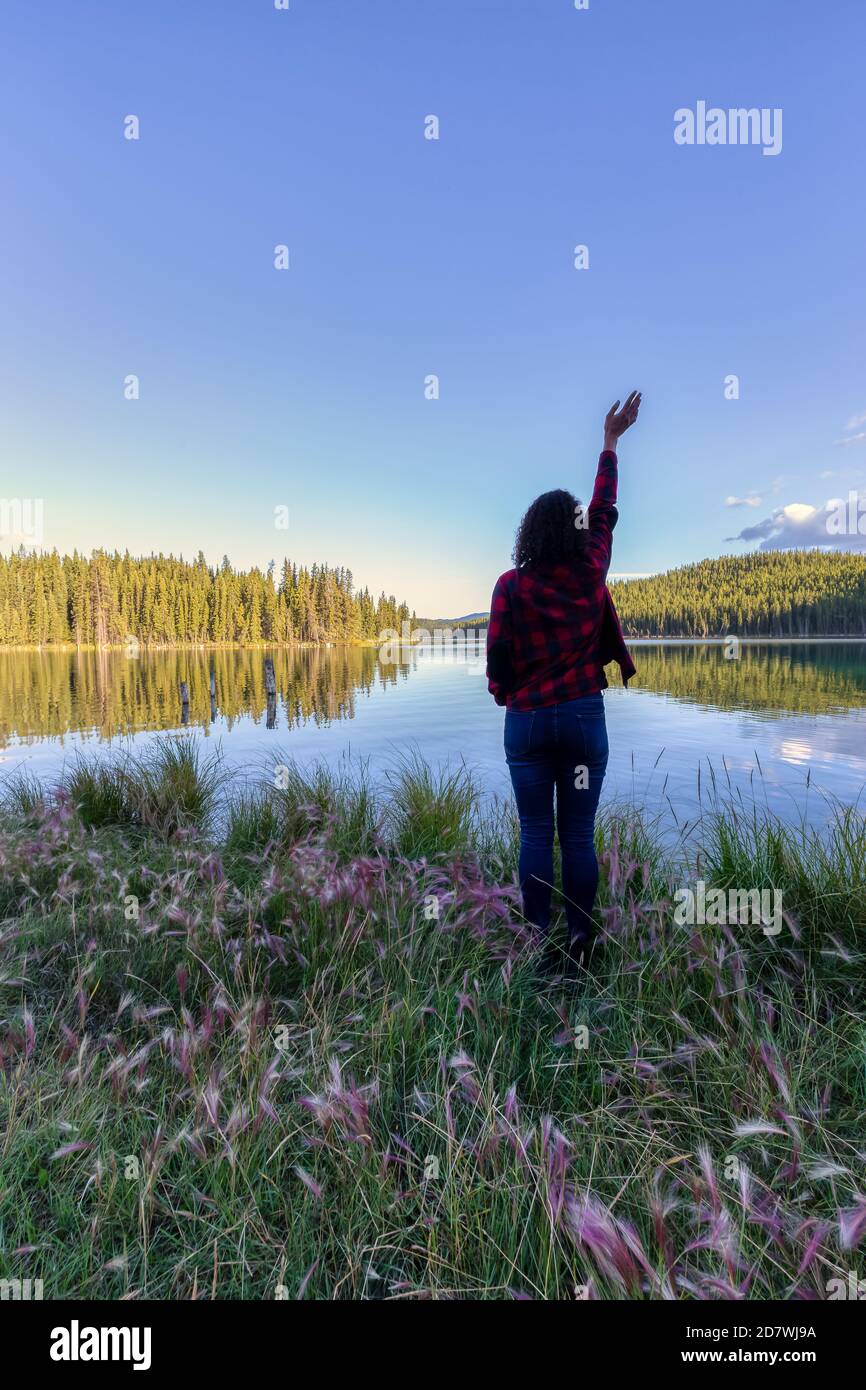 Girl in Beautiful Canadian Nature Stock Photo