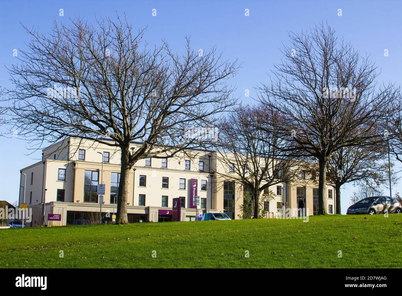 23 October 2020 The new Premier Inn hotel located close to the town hall on the edge of lovely Castle Park in Bangor County Down Northern Ireland. Stock Photo