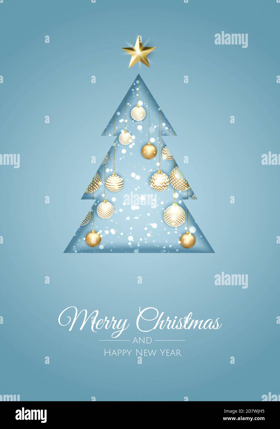 Merry Christmas greeting card with new years tree. Vector holiday ...