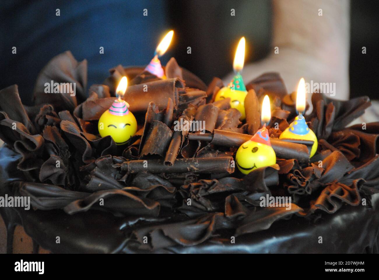 Birthday cake with emoji candles Stock Photo Alamy
