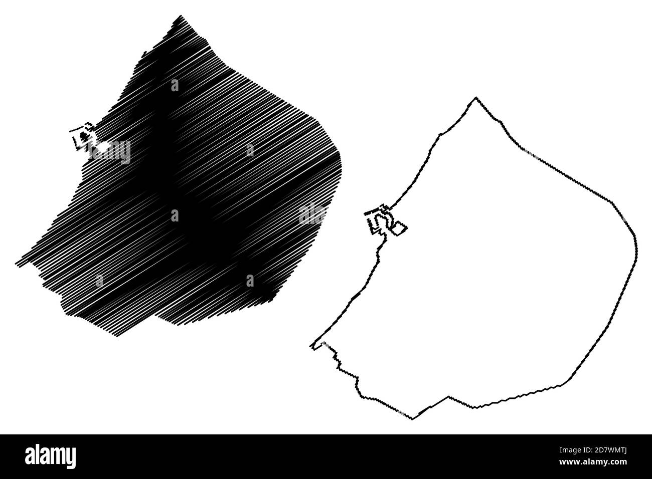 Benghazi City (State of Libya, Cyrenaica Region) map vector illustration, scribble sketch City of Benghazi map Stock Vector