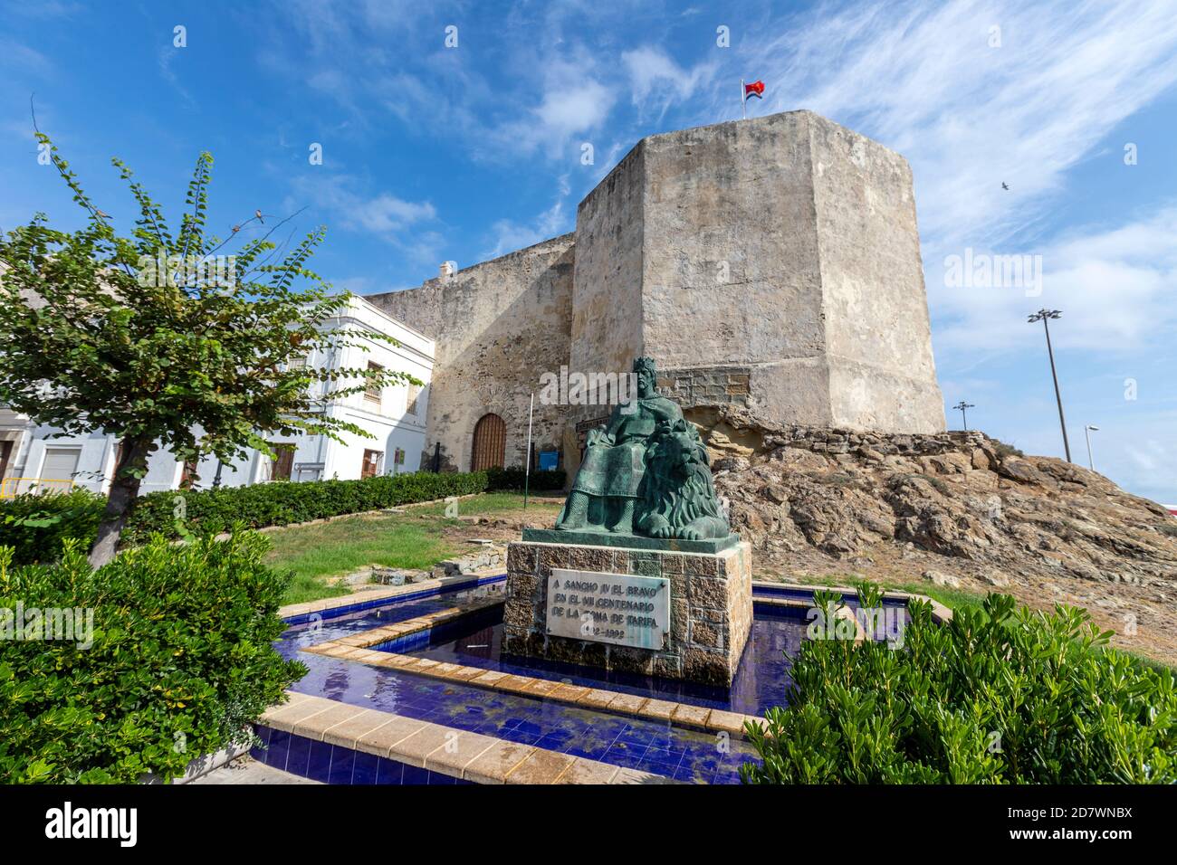 Monument Guzmán el Bueno, in Castillo de Guzmán el Bueno, Tarifa, province of Cádiz, Andalusia, Spain Stock Photo
