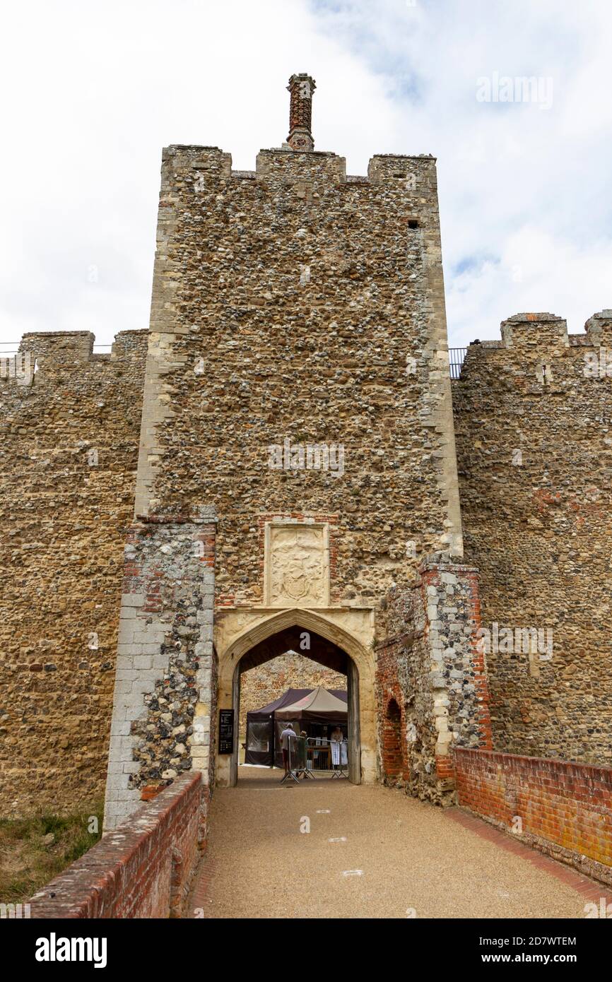 Main entrance to Framlingham Castle, Suffolk, UK. Stock Photo