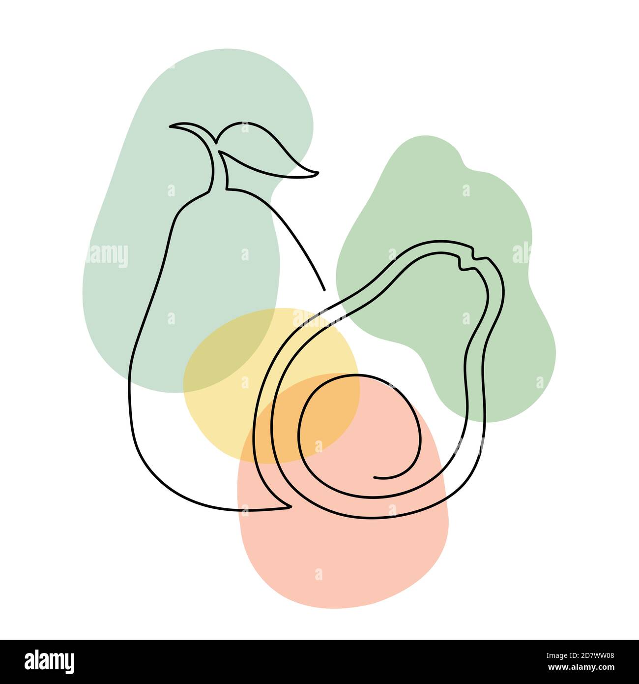 Avocado in a hand drawn linear style. Stock Vector