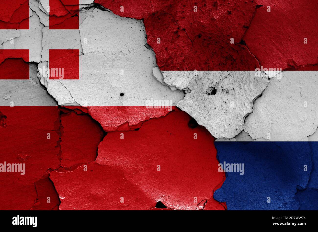 flags of Utrecht and Netherlands painted on cracked wall Stock Photo ...