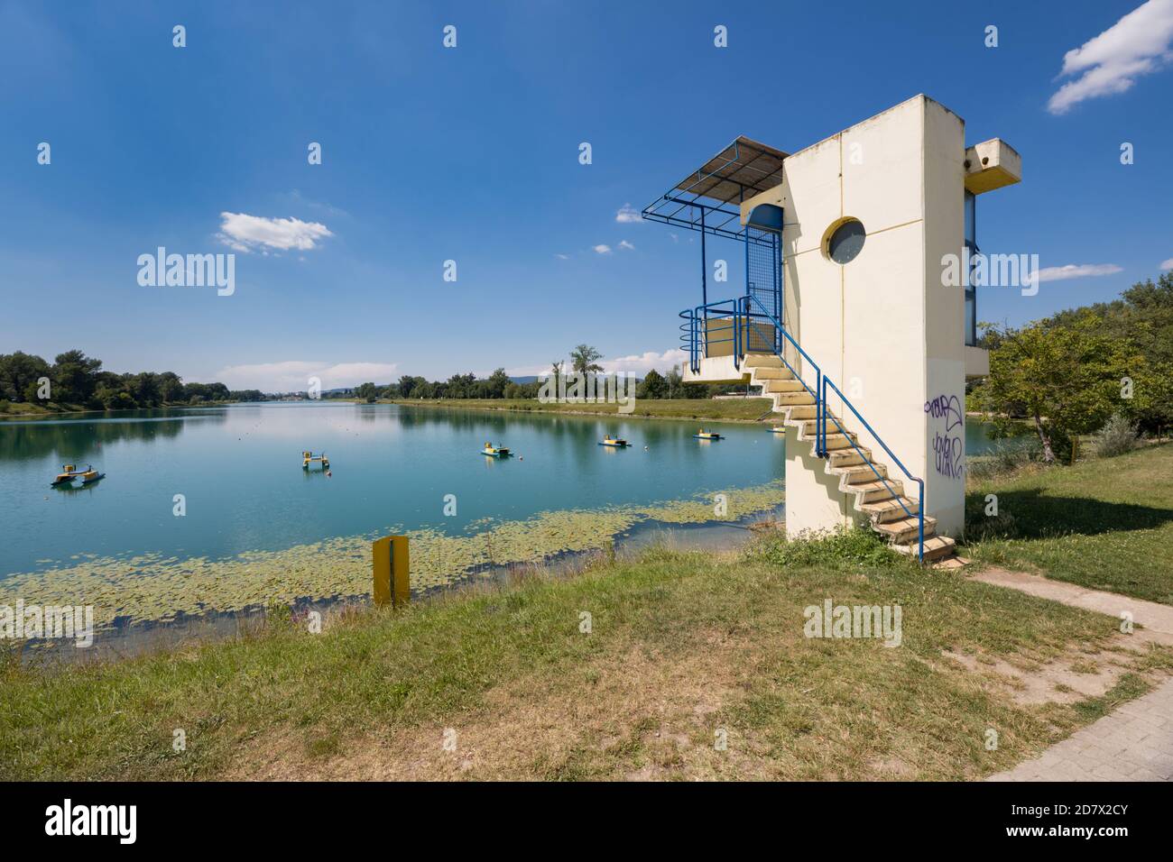 Rowing tracks on sport and recreational center Jarun in town Zagreb, Croatia Stock Photo