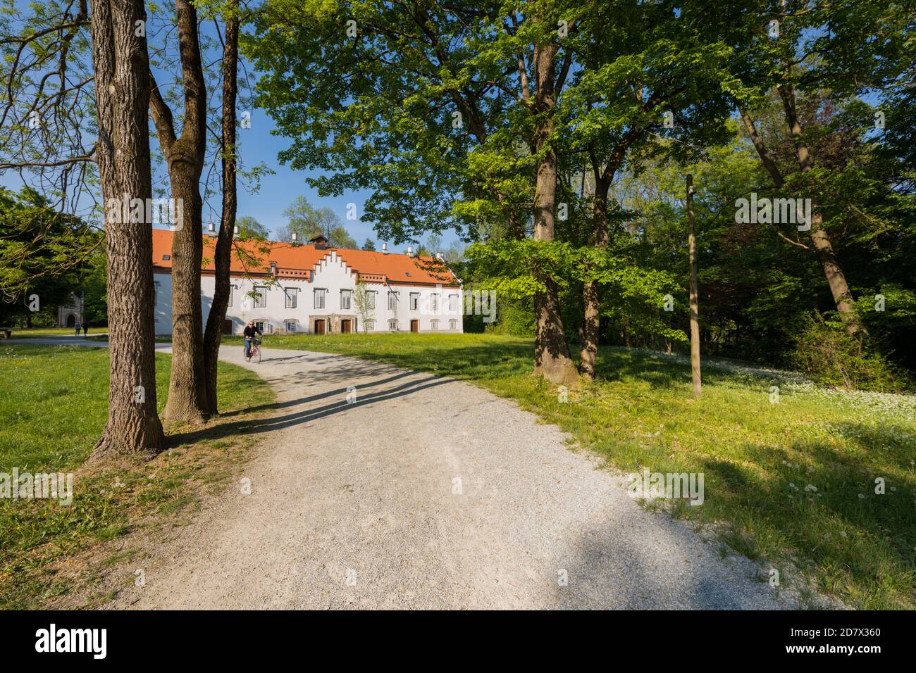Novi Dvori of Ban Jelacic manor and neo gothic chapel in town Zapresic, Croatia Stock Photo