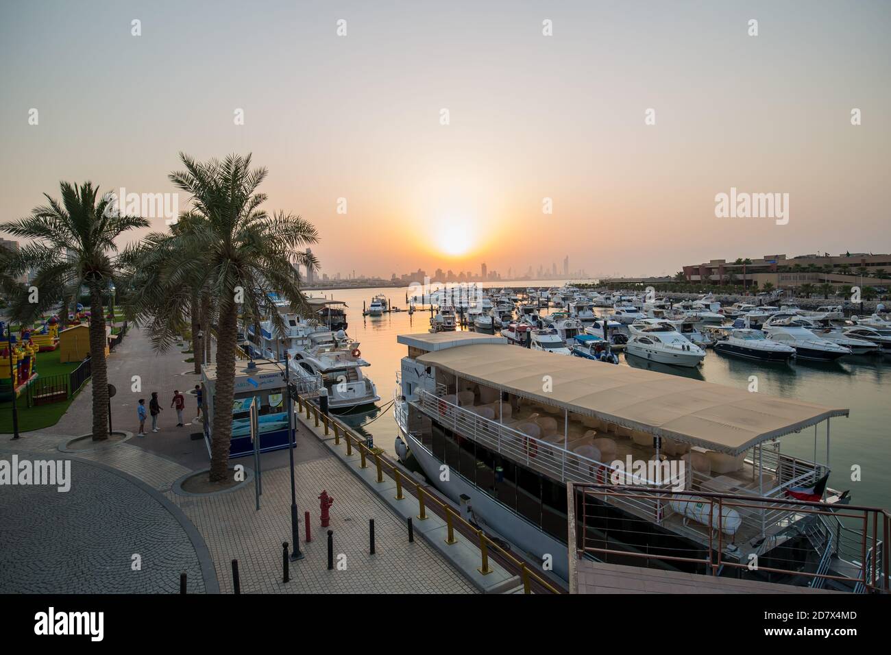 KUWAIT, - August 03, 2017: Marina Crescent kuwait, sunset Stock Photo