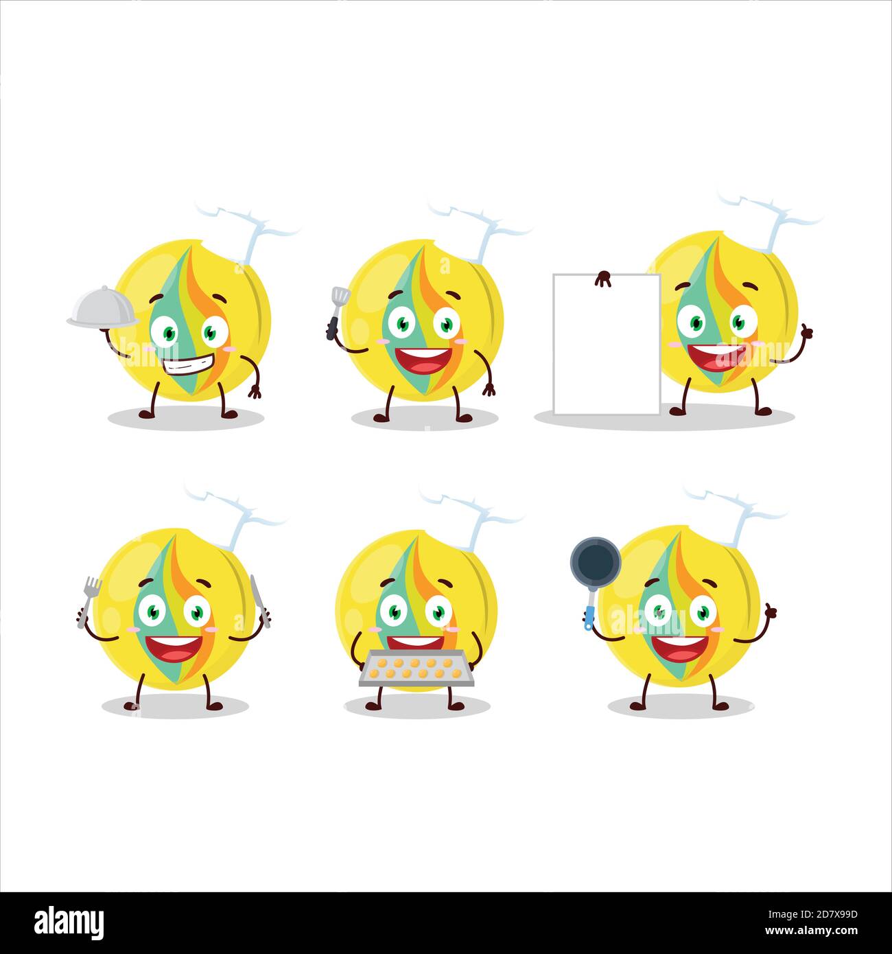 Cartoon character of yellow marbles with various chef emoticons Stock ...